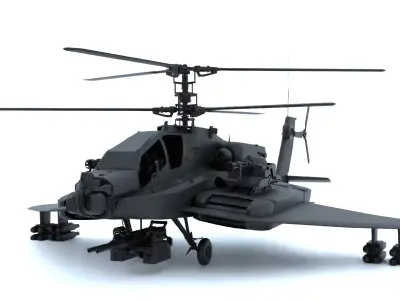Military Attack Helicopter KA 50 Style Game Ready 3D Model PBR  3D model