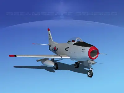 North American F-86 Sabre Jet V19 RKAF 3D model