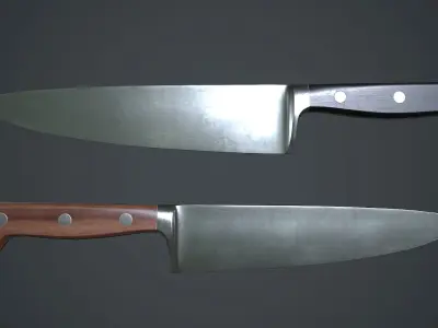 Kitchen Chef Knife PBR Game Ready Low-poly 3D model