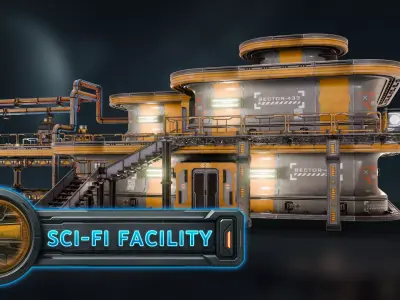 3DT Sci-Fi Research Facility Modular Pack Low-poly 3D model