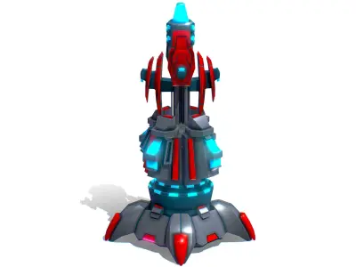 Robotic Automatic Laser Cannon Low-poly 3D model