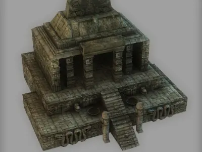 Low Poly Aztec Temple Low-poly 3D model