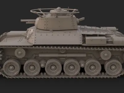Tank Type 97 Chi Ha Green Japan Clay Mental Ray  3D model