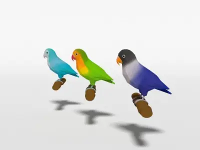 Low Poly Cartoon Lovebirds Low-poly 3D model
