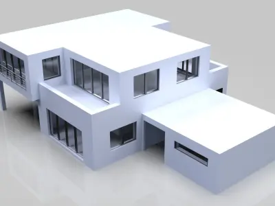 Modern Building House Low-poly 3D model