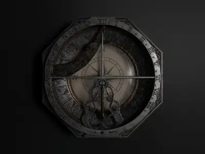 Compass with Sundial Low-poly 3D model