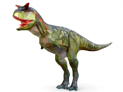 Dinosaur Carno Green Lowpoly Art Style Animal Low-poly 3D model