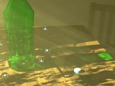 Animated Photorealistic Glass Bottle Scene Made in Blender 3D model