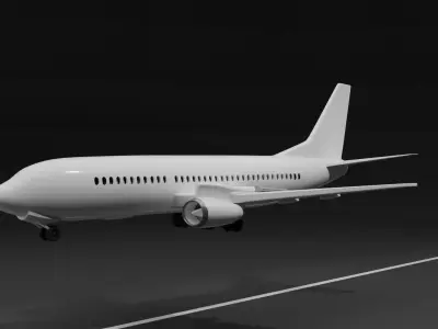 Low Poly Commercial Airplane Game Ready 3D Model Low-poly 3D model