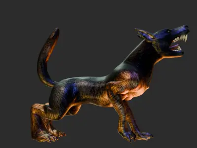 Game ready Animated Attack Dog 3D model