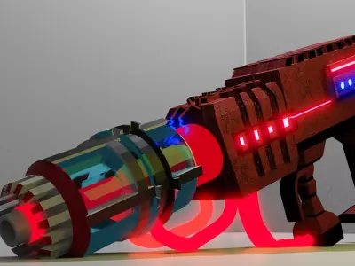 Sci fi Fire Boll Gun Animated Low-poly 3D model