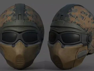 Helmet scifi military combat 3d model low soldier  Low-poly 3D model