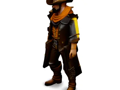 Stylized Western Cowboy Game Character Low-poly 3D model