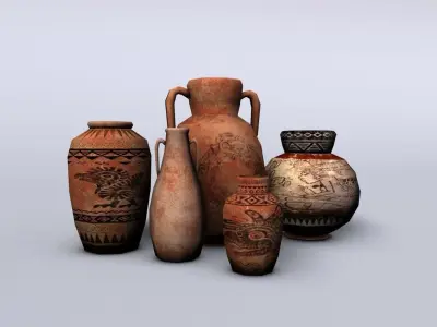 Low poly aztec pottery Low-poly 3D model