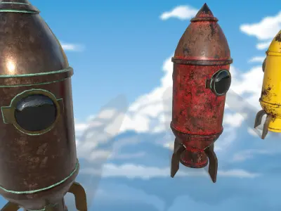 Bomb sea rocket PBR low-poly 3D model Low-poly 3D model