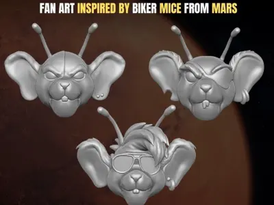 Mice collection fan art heads inspired by Biker Mice From Marss 3D print model