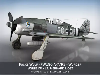 Focke Wulf - FW190 A-7 - White 20 3D model