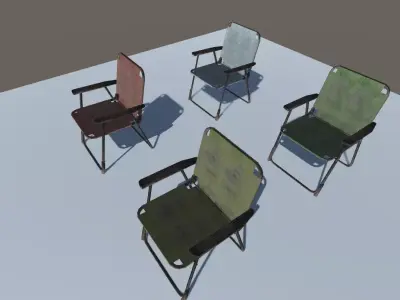 Camping Chair Pack 3D Model Free low-poly 3D model
