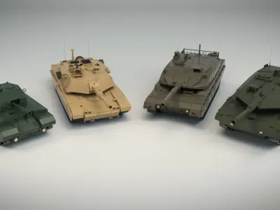 Low Poly Tank Pack 01 3D Model Collection
