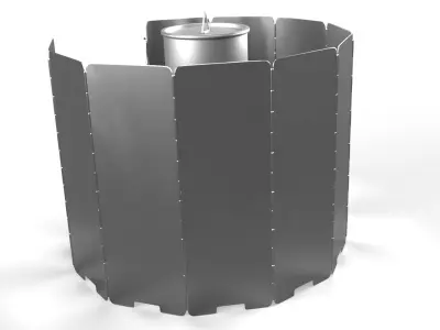 Camping Burner with Titanium Mug and Wind Shield 3D model