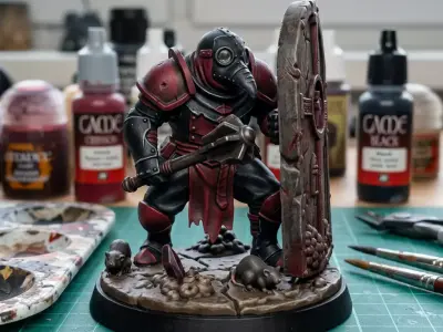 Pre-supported 32mm Grimdark Plague Knight - Fantasy Miniature  3D print model