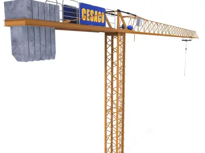 Low Poly Tower Crane 3D model