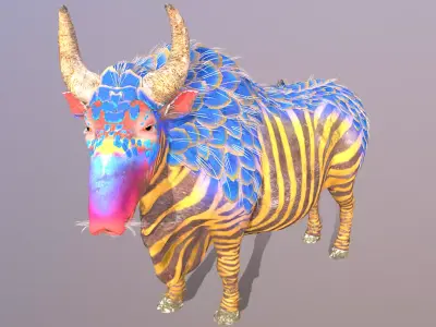 Mythical Zebra COW SHAKING butt IDLE 3D model