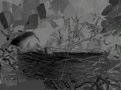 birds weth nest 3D model