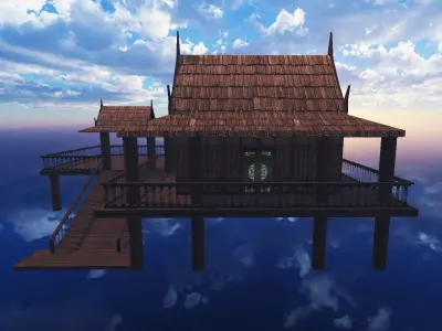 Thai traditional house 02 Low-poly 3D model