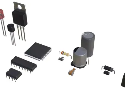 electronic components Low-poly 3D model