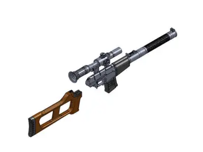 VSS Vintorez GRAU - 6P29 Low-poly 3D model