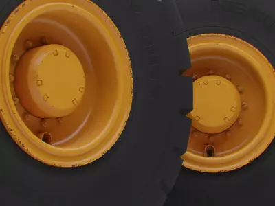 Heavy machinery wheels with LODs Low-poly 3D model