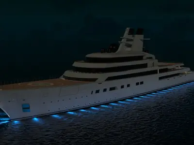 Lurssen Alibaba Superyacht Night Scene 3D model