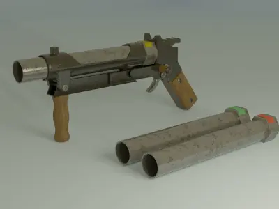 Pipe Hand Cannon Shotgun Low-poly 3D model