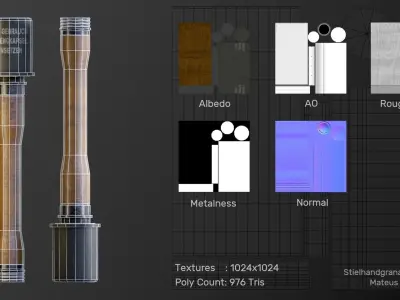 Stielhandgranate Model 24 Low-poly 3D model