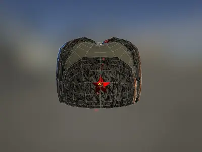 Soviet military hat with earflaps pbr game ready Low-poly 3D model