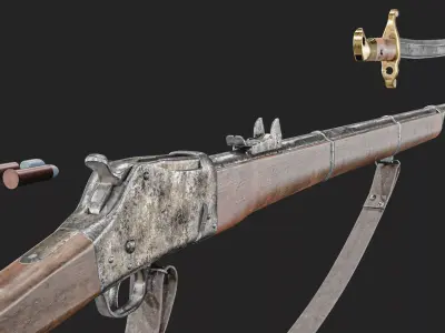 Krag Petersson M1876 with Bayonet Low-poly 3D model