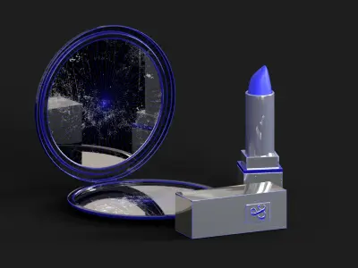 MAKEUP lipstick and mirror Free 3D model