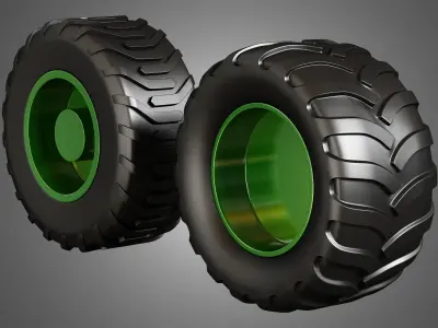 Truck Tires and Wheels-T05 3D model