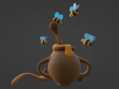 Cartoon Honeypot 3D model