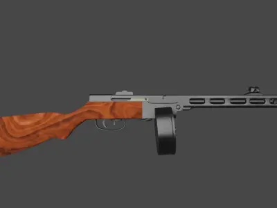 WW2 PPSH 41 Submachine Gun - Game Ready Free low-poly 3D model