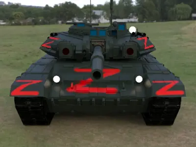 Wagner PMC T90A Main Battle Tank with Iconic Red Z Marking Low-poly 3D model