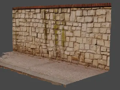Stone wall and stone path scan  Free 3D model