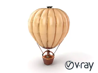 Vintage Hot Air Balloon Classic Striped Model Pack Low-poly 3D model