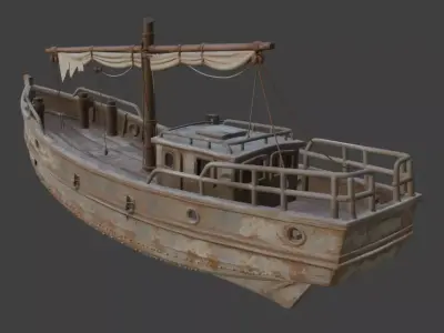 Old Weathered Scratched Fishing Boat 3D Model 3D model