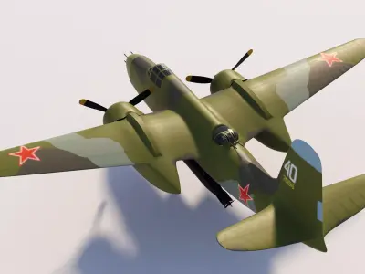 Simple A-20 Boston Douglas DB-7 Havoc bomber in the Soviet army 3D model