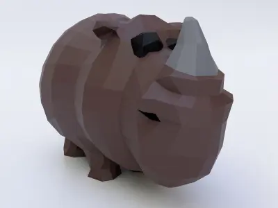 Rhino cartoon 3d model  Low-poly 3D model
