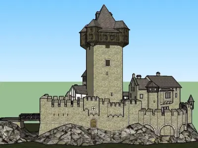 Medieval Castle VR - AR - low-poly - Papercraft model Low-poly 3D model