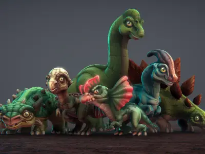 Toon Dinosaurs 2 Low-poly 3D model