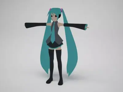 Hatsune Miku Free low-poly 3D model